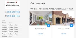 OnPoint Window Cleaning Booking Page